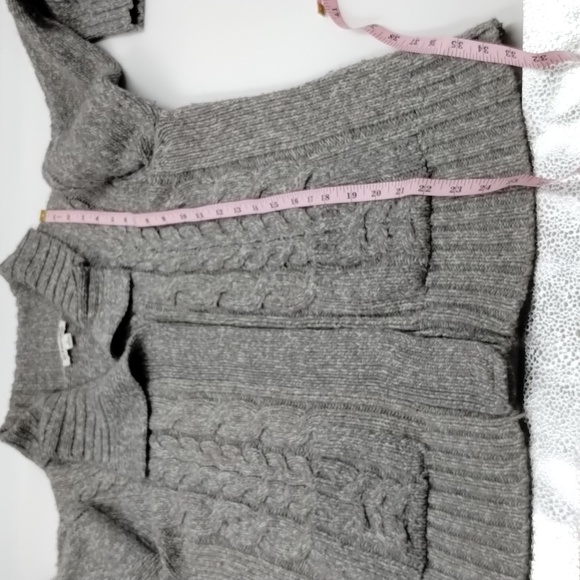 St. Johns Bay women's large vintage cable knit sweater gray large collar pockets - Picture 10 of 13